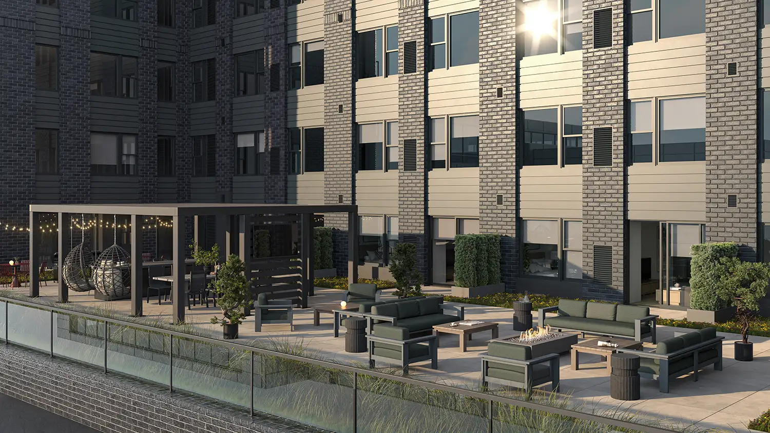 The Mercer | Strip District Pittsburgh Rentals | Terrace with BBQ and Firepit